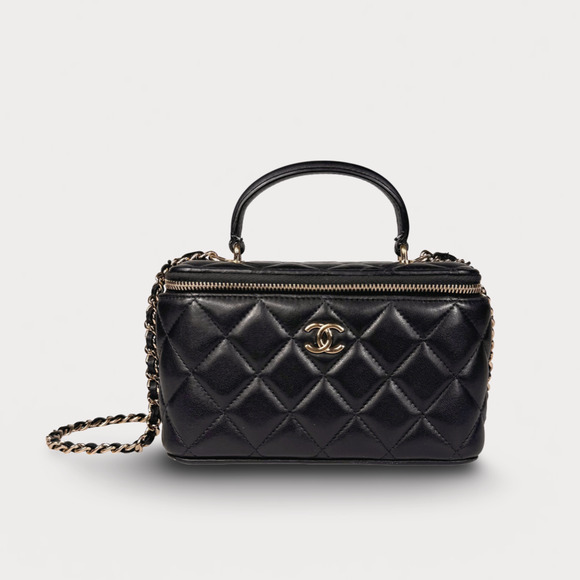 Chanel Quilted Lambskin Top Handle Vanity Case On Chain - Picture 1 of 12